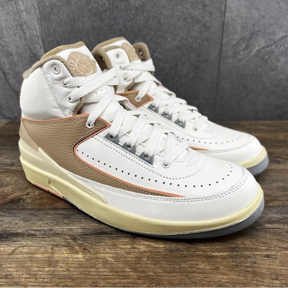 Nike Air Jordan 2 Retro Women's Sneakers - White and Tan - Picture 4 of 9